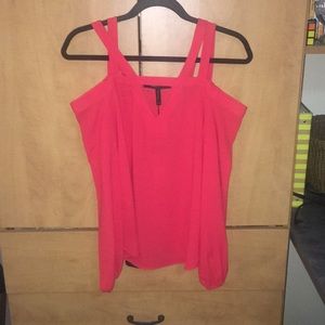BERRY RED COLD SHOULDER TOP